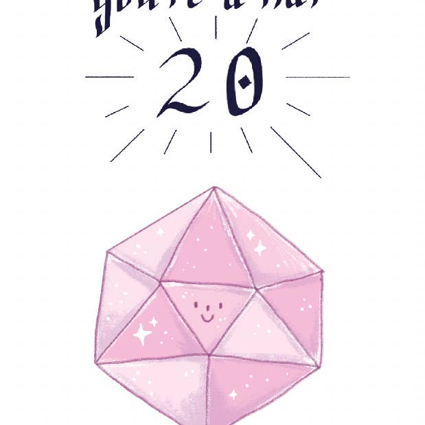 Abby Cali Art - Wholesale Love Card - Fantasy D20 Nat 20 Love Card