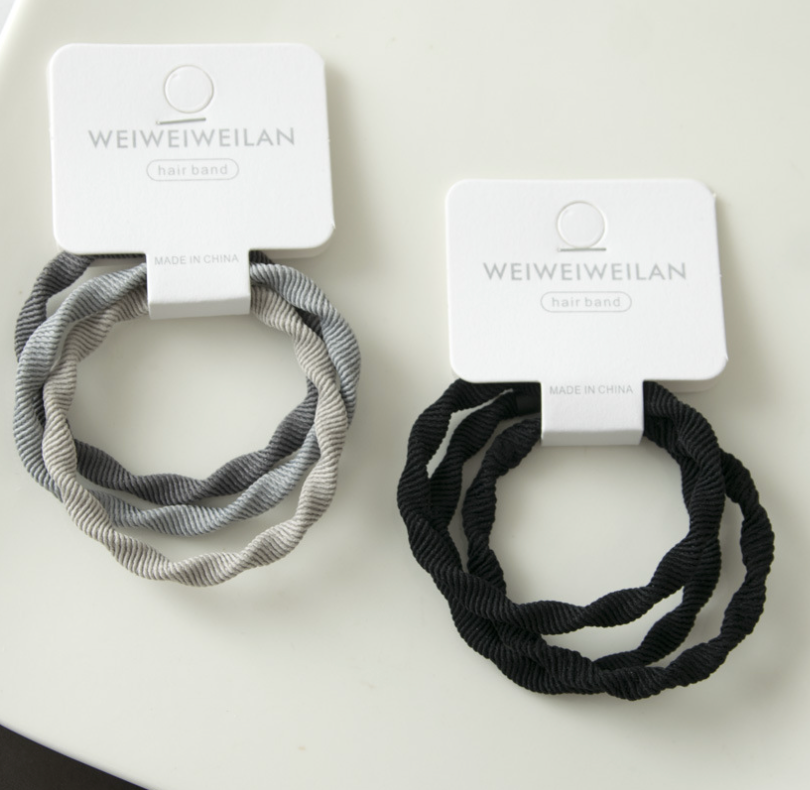XO Fashion - Wholesale Hair Tie - O3029 High Elasticity Rubber Bands With Wave pattern-3/pk2