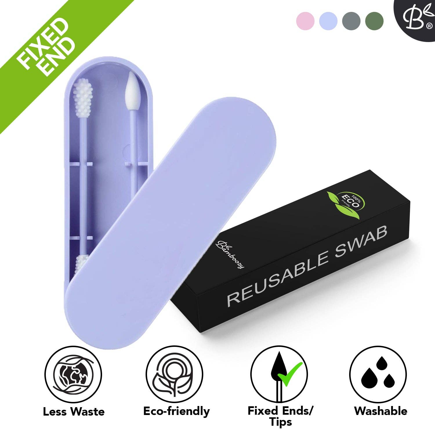 Bamboozy x Cosmeau - Vendita all'ingrosso Cotton fioc/Bastoncini cotonati - Set di 2 cotton fioc riutilizzabili con punte fisse3