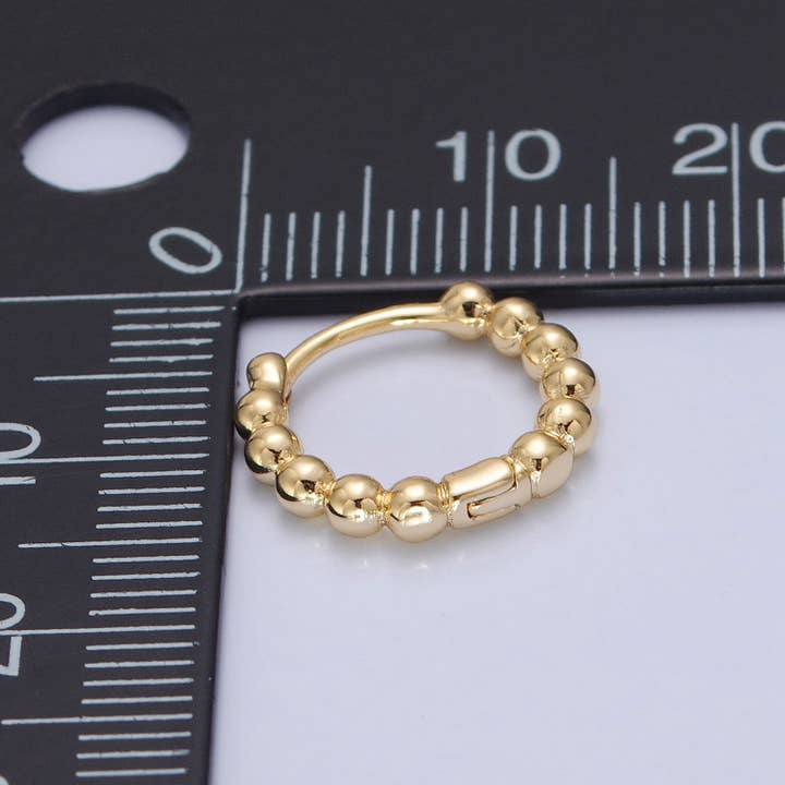 Aim Eternal - Wholesale Huggie Earrings - Dainty 14K Gold Filled Beaded Ball Round Bubble Huggie Hoop
