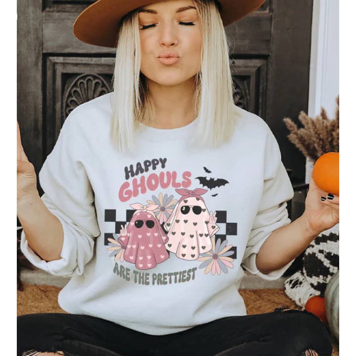 Sweat-shirt d'Halloween Happy Ghouls pour la vente par The Intentional Shop