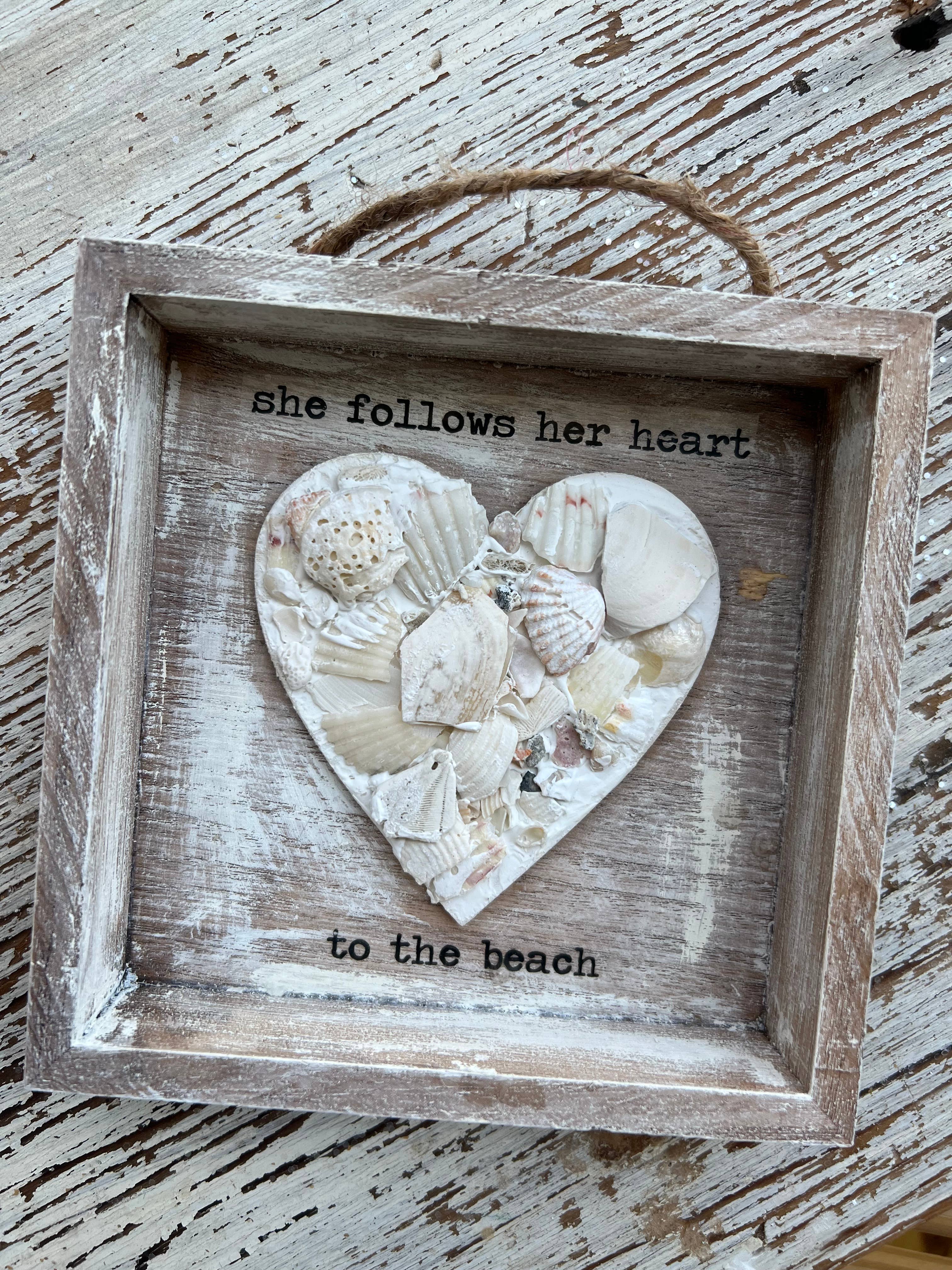 UnfiniSHEd - Wholesale Sign - Sea Shell Mosaic Heart Sign, Choose Saying,6
