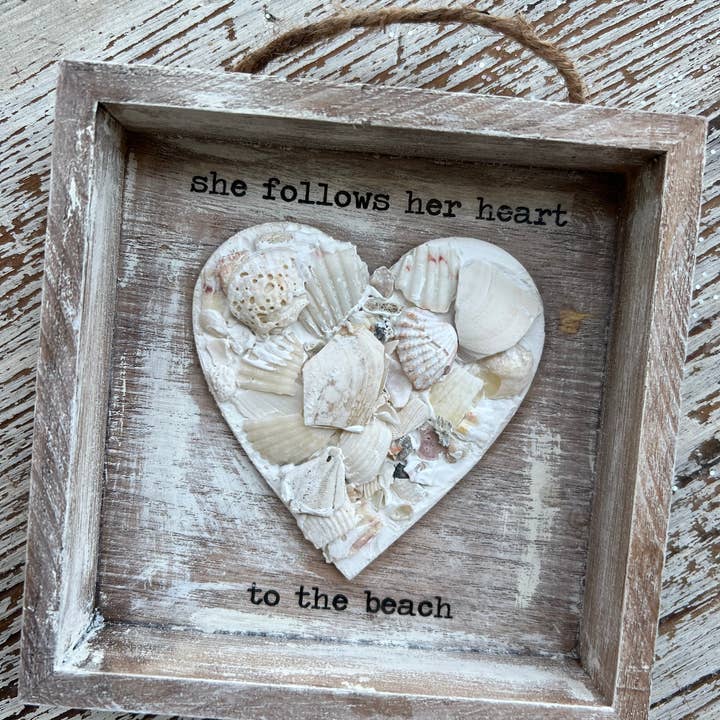 UnfiniSHEd - Wholesale Sign - Sea Shell Mosaic Heart Sign, Choose Saying,6