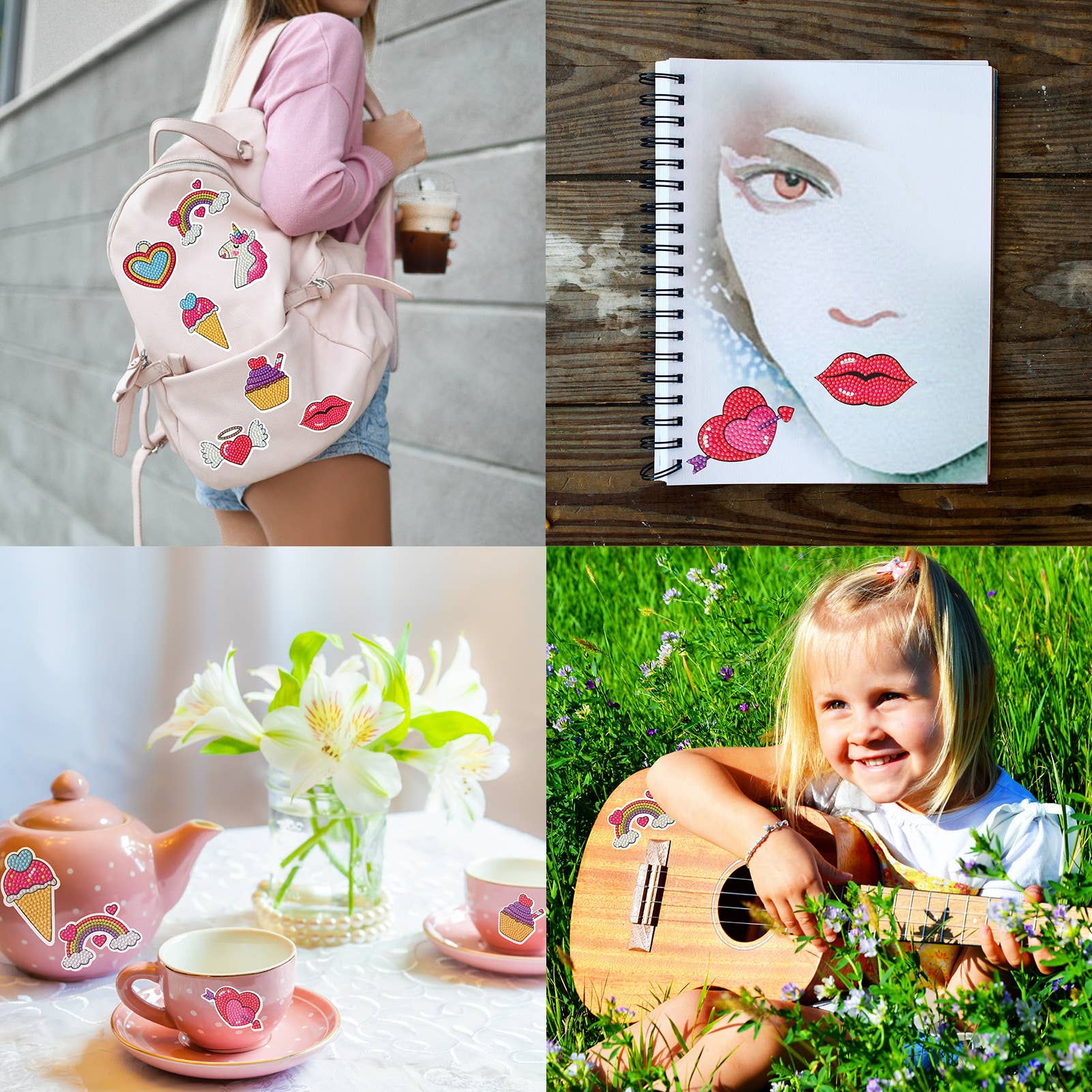 Busy Charlie LLC – Kit de artesanato DIY - Criança por atacado – Kit de pintura de diamante 5D para crianças - Unicorn Love2