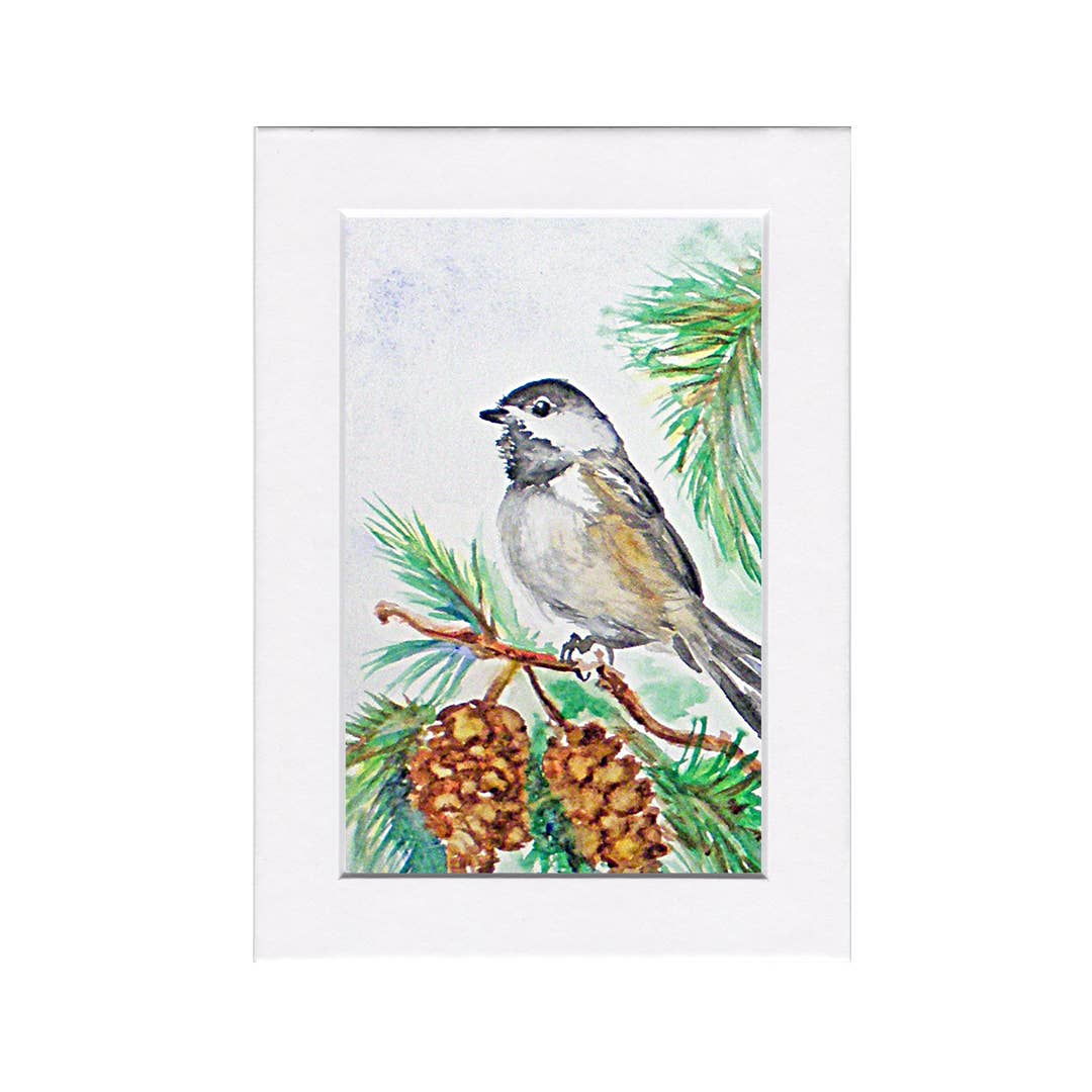 Fine Art For Small Spaces - Wholesale Art Print - Winter Chickadee Bird Nature Mini Print
