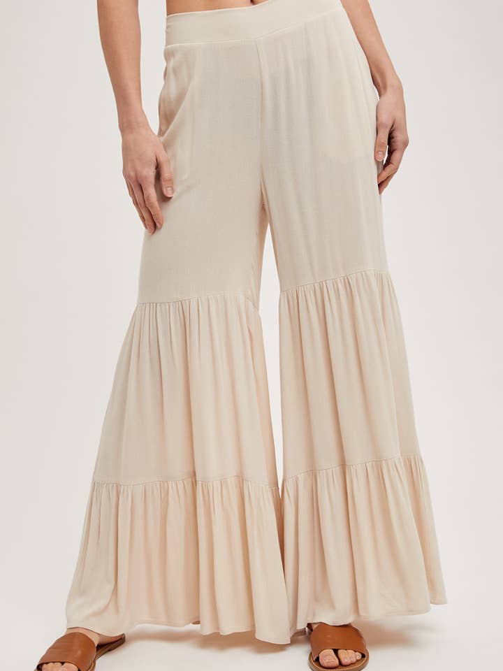 Bluivy - Wholesale Pants - Women's - TIERED WIDE LEG PANTS NO LINING