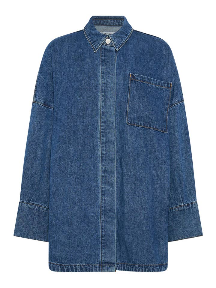 Oversized Shirt In Mid Blue for wholesale by Bohemian Traders