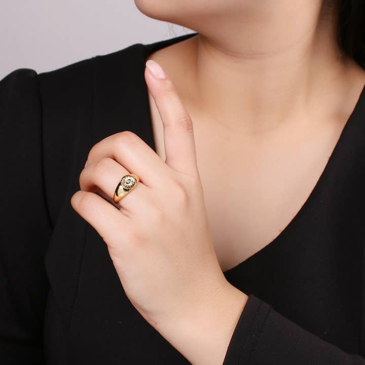 Aim Eternal – Engroshandel Solitairering – Guld onde øje Ring, solen brast onde øjne charme, Solitaire klare Cubic Charms, CZ guld onde øje charme, solen brast smykker levering R322