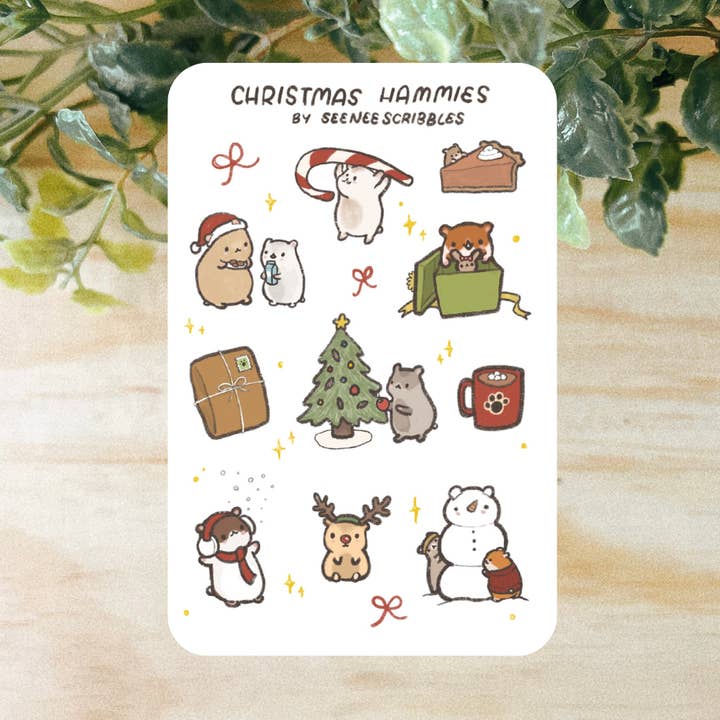 Weihnachts-Hammies Stickerbogen (4x6 Zoll) für den Großhandel von Seenee Scribbles