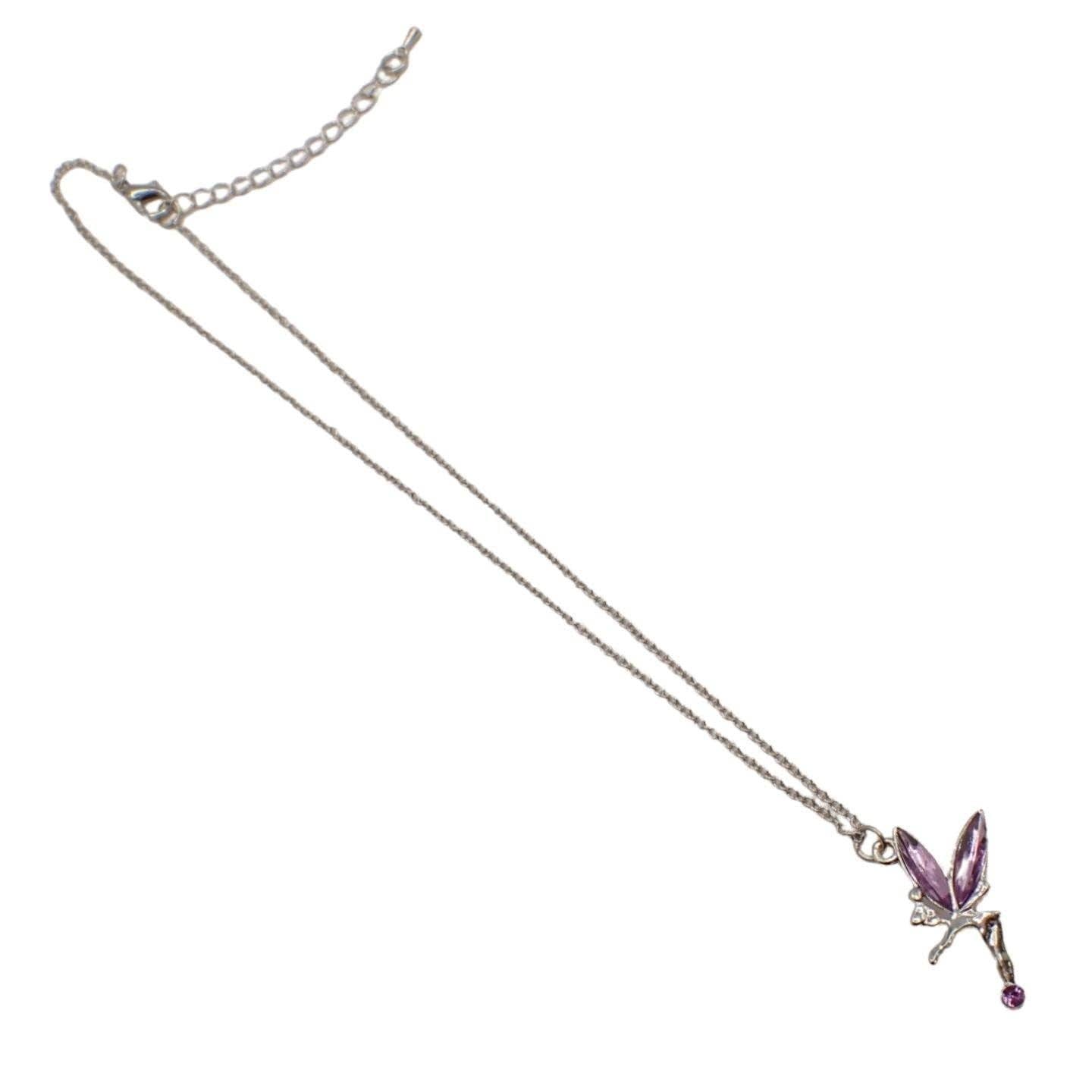 Topkids Accessories - Wholesale Pendant/Charm Necklace - Sparkly Silver Necklace with Coloured Crystal Fairy Pendant For Ladies & Girls, Pretty Shiny Fairy Crystals, Cottagecore, Mystical Jewellery3