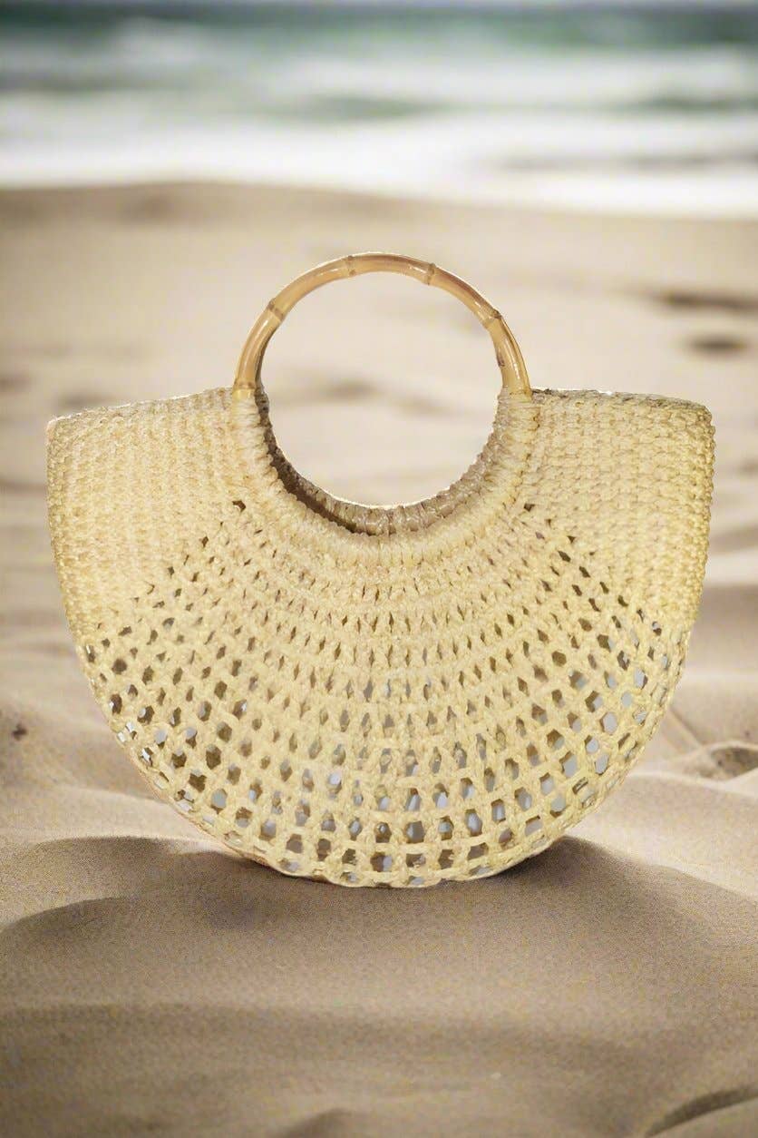 Light Honey Water Hyacinth Beach Bag for wholesale on Faire