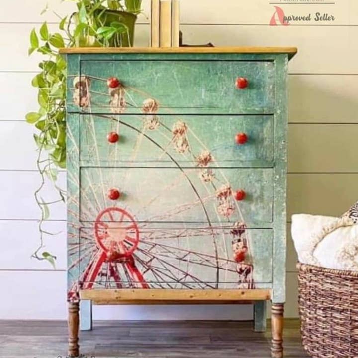 Mint by Michelle - Wholesale Craft supplies - Ferris Wheel Mint Decoupage Paper3