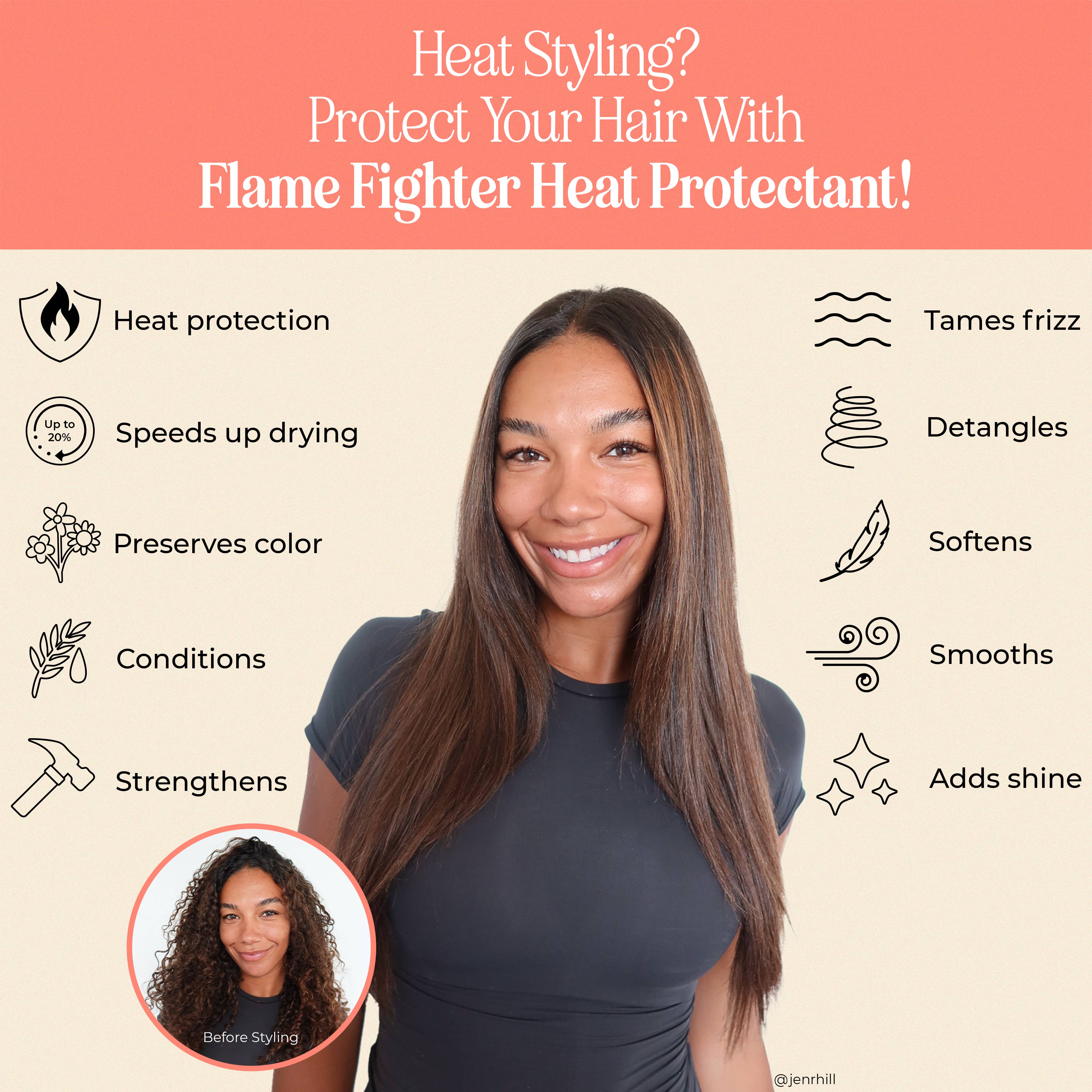 INH Hair - Wholesale Heat/Thermal Hair Protector - Flame Fighter Heat Protectant | 10-in-1 Hair Prep Spray1