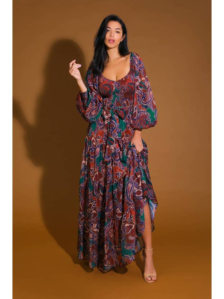 WHINE TEAL A printed woven maxi dress - ID21645 for wholesale on Faire