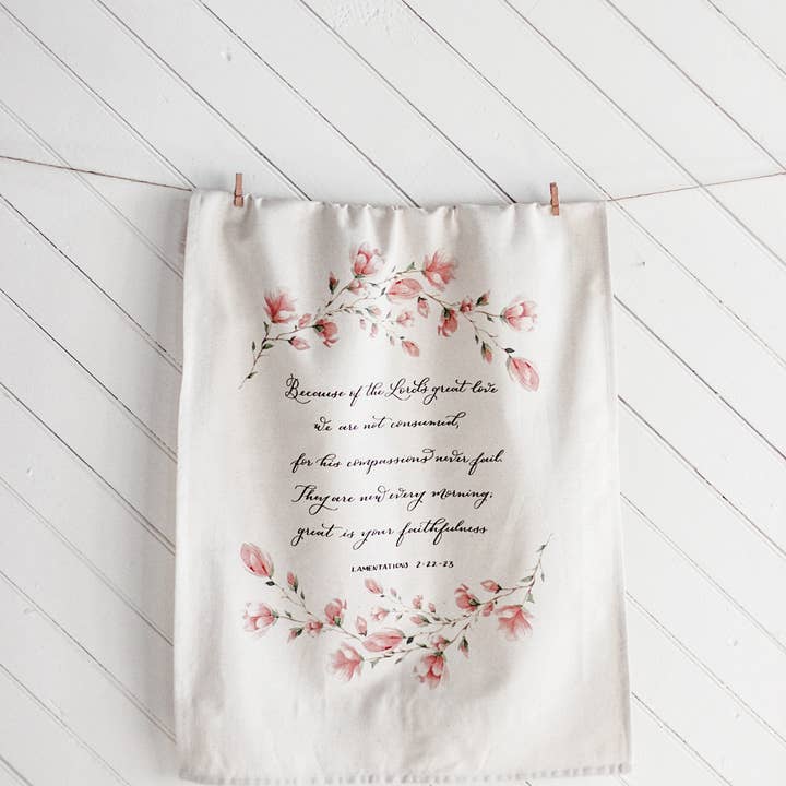 Lamentations 3 Full Hanging Tea Towel for wholesale by DWELL Home Shoppe