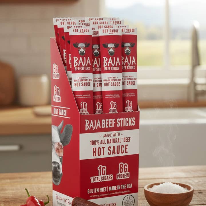 Baja Vida Beef Sticks - 1.0oz Hot Sauce (16-Pack Caddy) for wholesale by Baja Vida Snacks