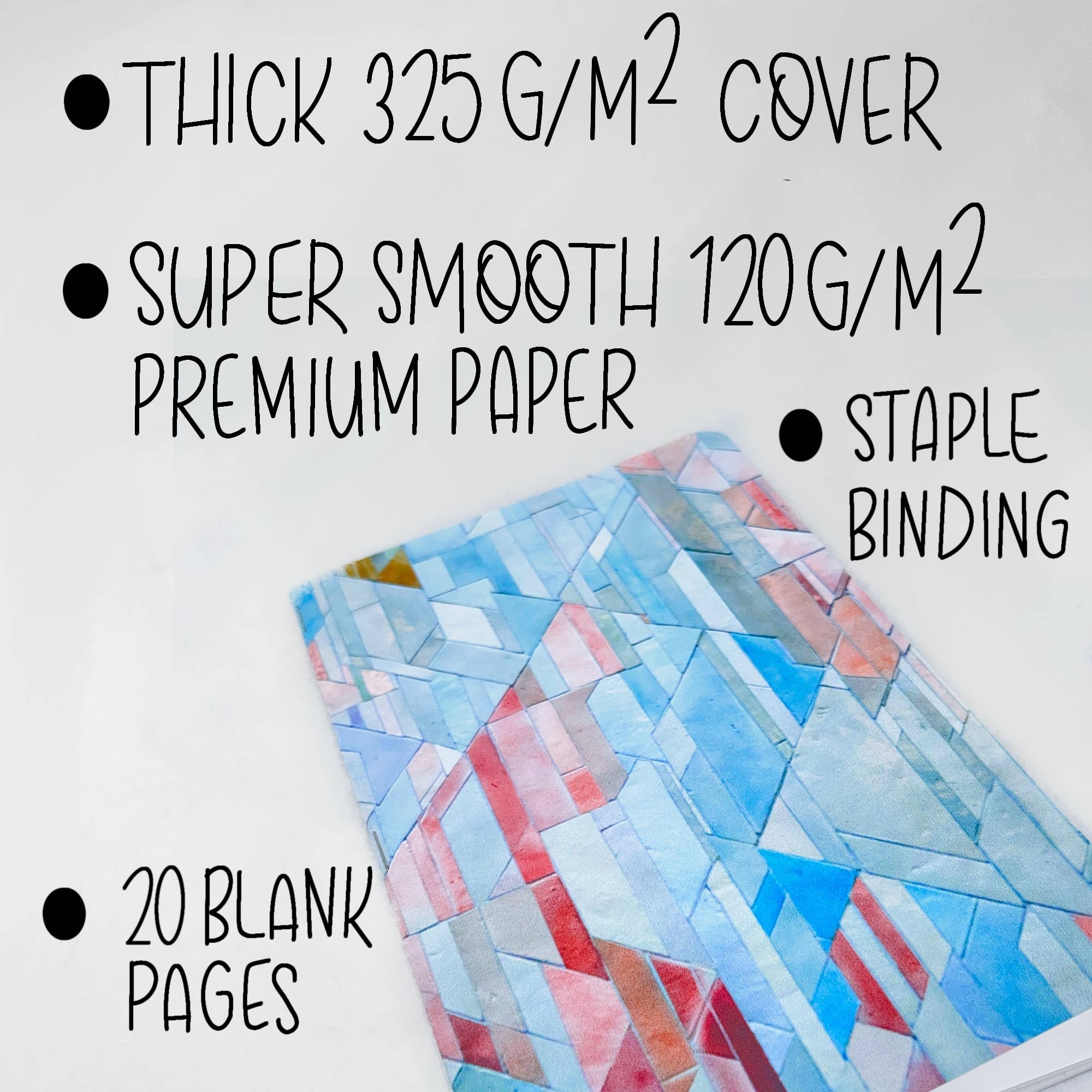 Art by Erica H & Rebel Stitchers - Vente Cahiers - Carnet à reliure agrafée fait main - Carreaux géométriques - Style 22