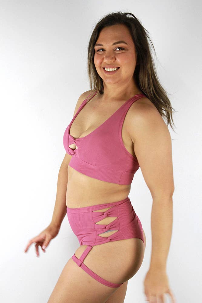 Sasha Mid Waist Garter Short - Dusty Pink for wholesale on Faire