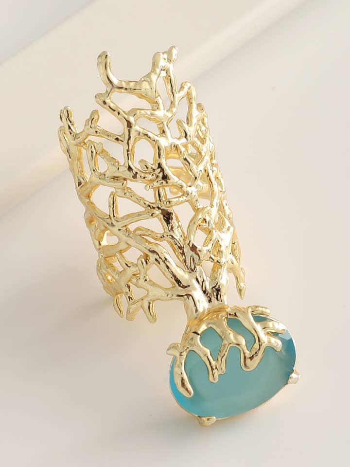 Gold Plated Abstract Stone Ring for wholesale by BUBU BY TEKIN SHOP