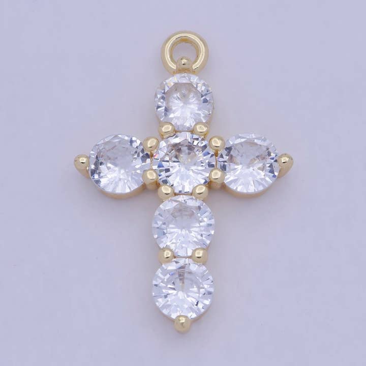 OS Dainty Cubic Cross Pendant, 14K Gold Filled Charm E-776 for wholesale by Aim Eternal