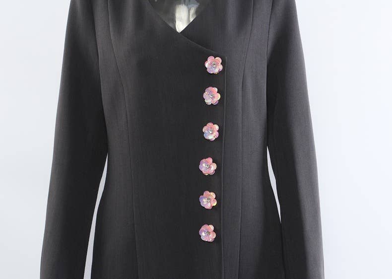 Färg som bilder CT149 Tidig Höst Blomapplikation Skräddarsydd Medellång Kappa för wholesale på Faire3