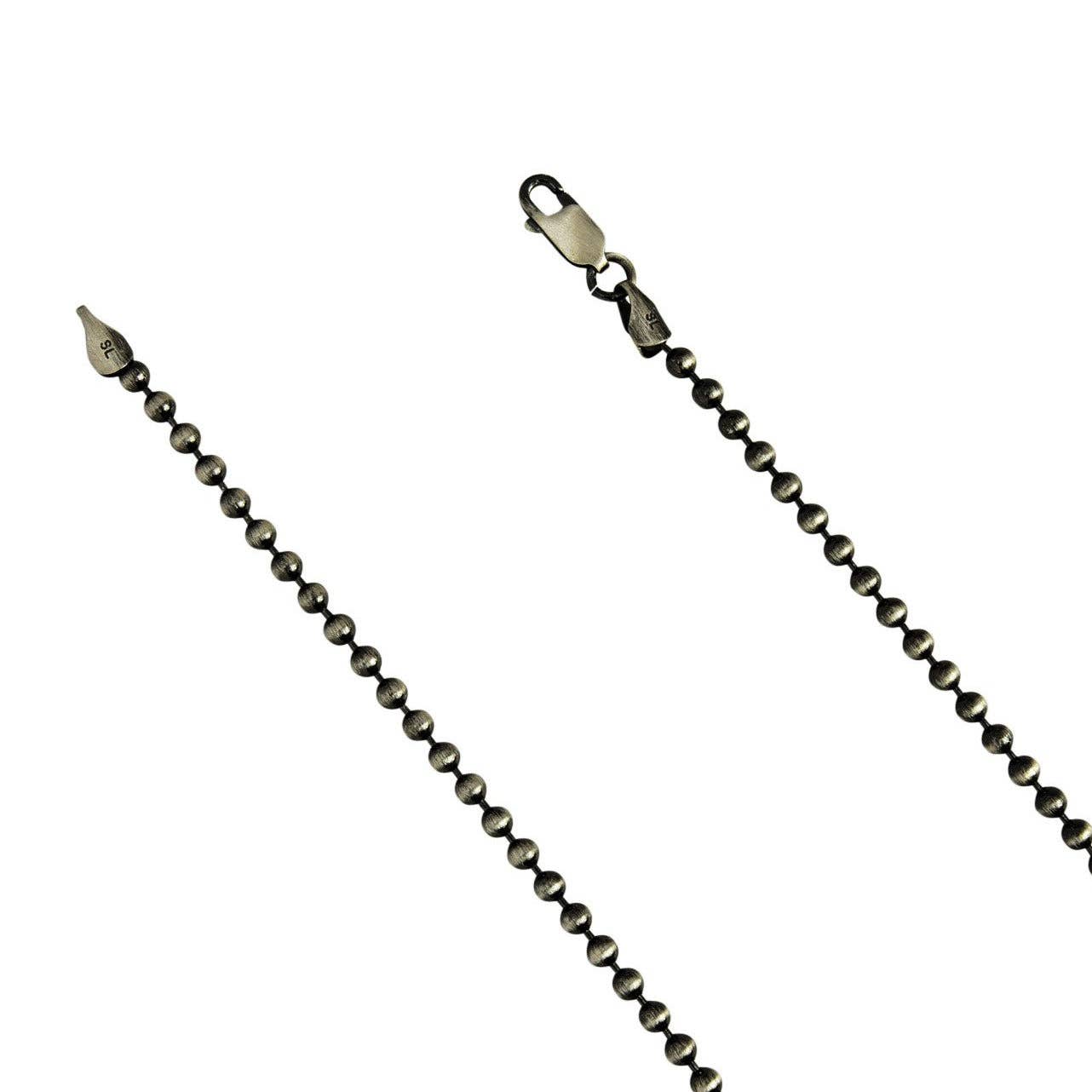 Select Lines - Wholesale Link & Chain Necklace - Sterling Silver Gunmetal Oxidized Round Bead 3mm Necklace Chain .925 Italy0