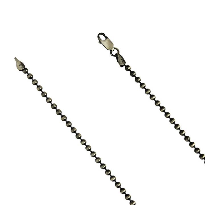 Select Lines - Wholesale Link & Chain Necklace - Sterling Silver Gunmetal Oxidized Round Bead 3mm Necklace Chain .925 Italy