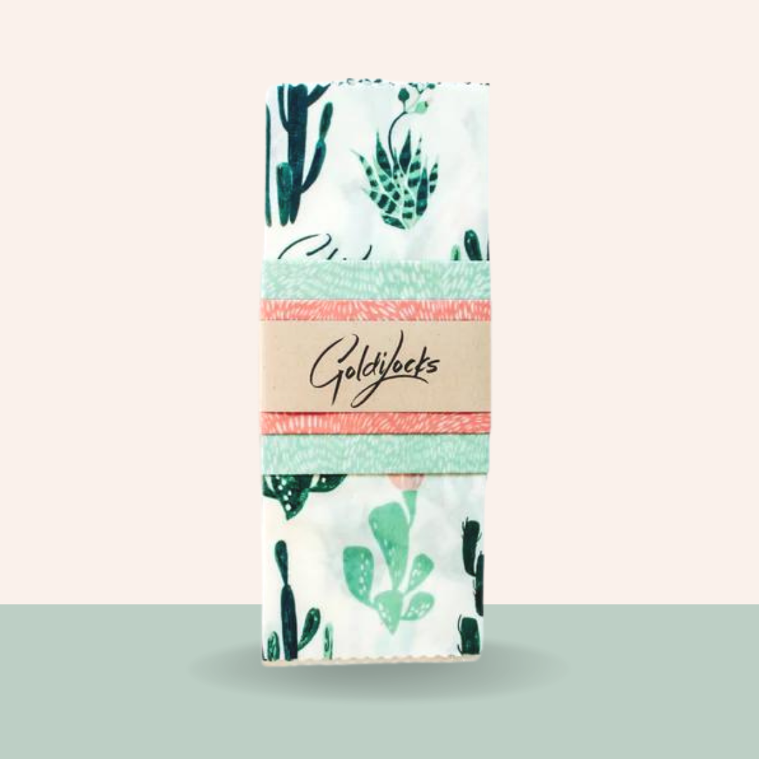 Goldilocks Goods - Wholesale Food Storage Wrap/Bag - Reusable Beeswax Food Wraps: Cacti Set of 34