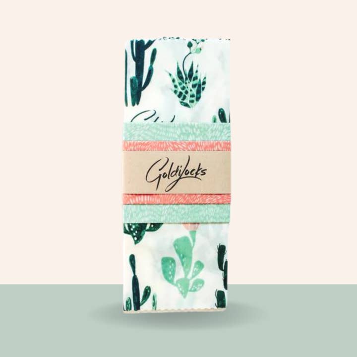 Goldilocks Goods - Wholesale Food Storage Wrap/Bag - Reusable Beeswax Food Wraps: Cacti Set of 34
