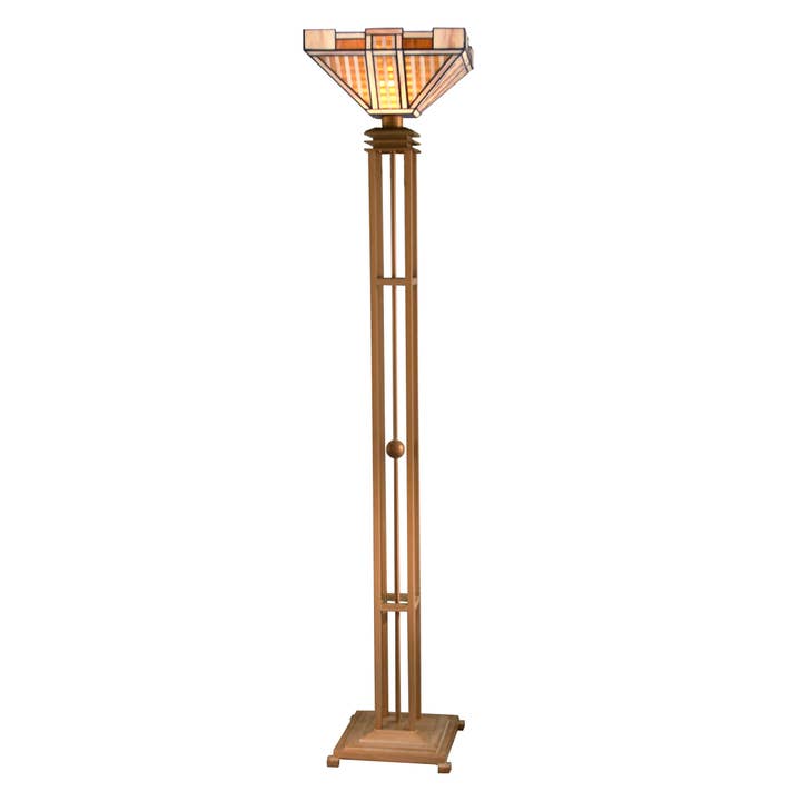 Colin Mission Tiffany Torchiere Floor Lamp (STR11274) for wholesale by Dale Tiffany