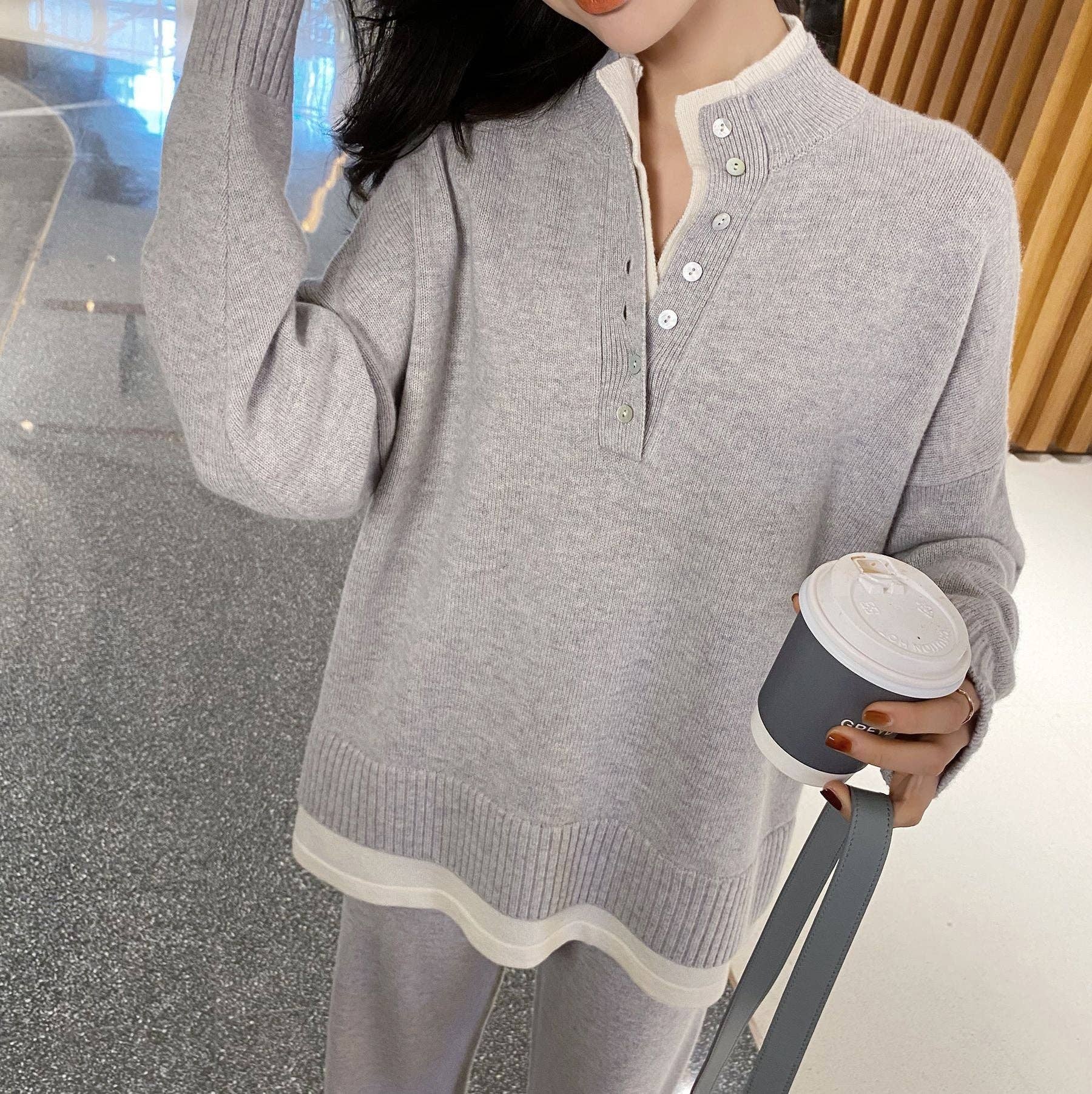 Marayn - Wholesale Lounge Set - Women's - Chic Knit Sweater  WideLeg Pants Autumn Set5