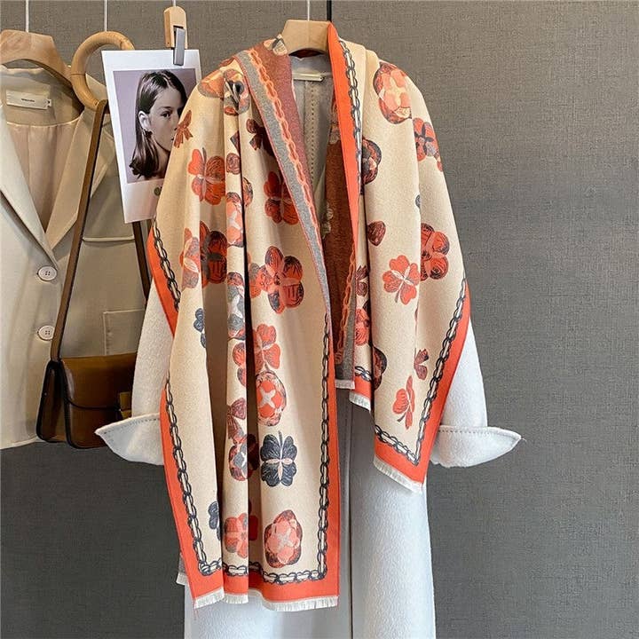 Sciarpa con Frange a Stampa Moda per la vendita all'ingrosso da parte di Sheer Trend