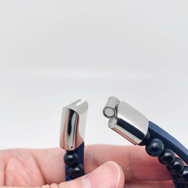 Beads Leather Woven Bracelet Magnetic Buckle - MJ/BC for wholesale on Faire1