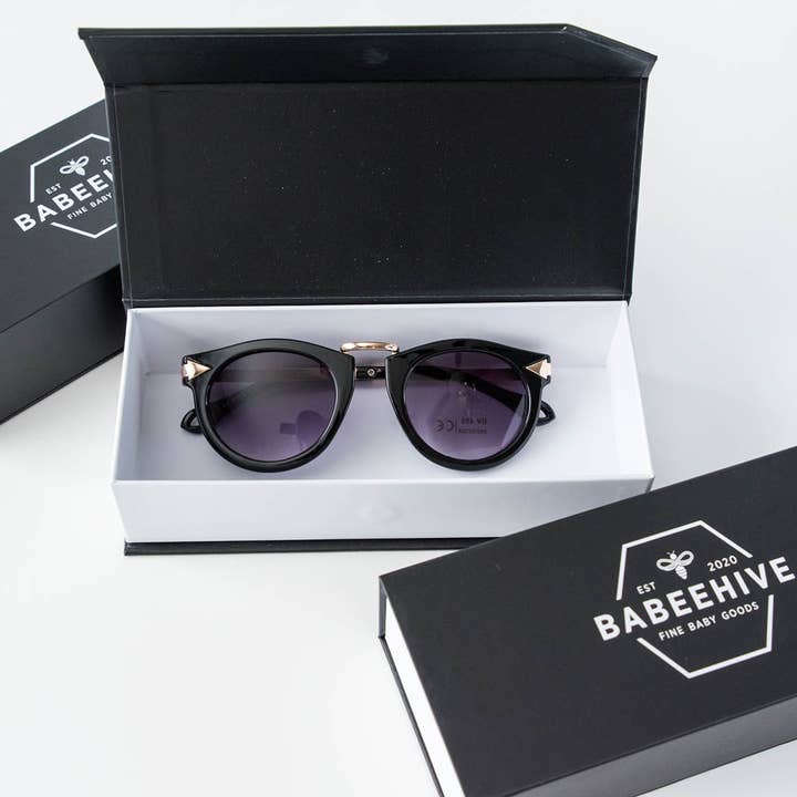 Toddler & Kid Gold Accent Sunglasses - Black for wholesale by Babeehive Goods