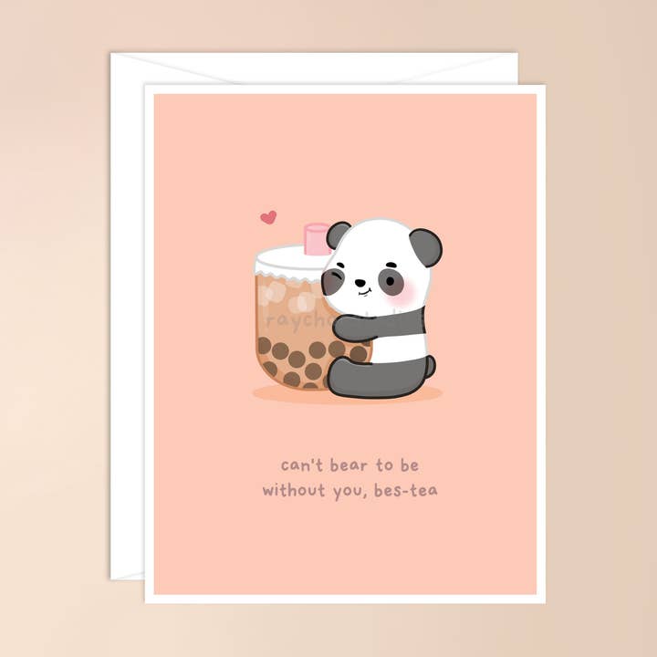 Can't Bear to Be Without You, Bes-tea Greeting Card for wholesale by Raychoo Studios Inc.