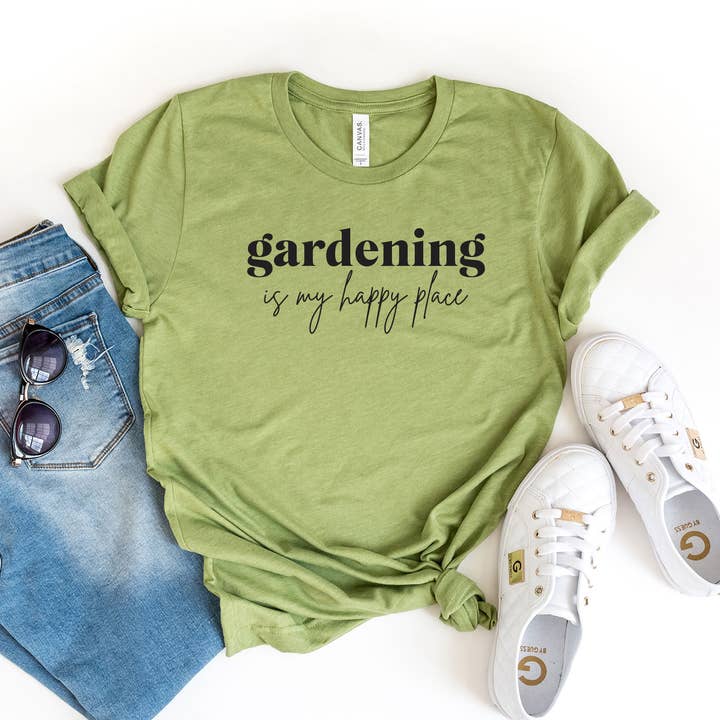 Gardening Is My Happy Place Short Sleeve Graphic Tee for wholesale by Olive And Ivory Wholesale