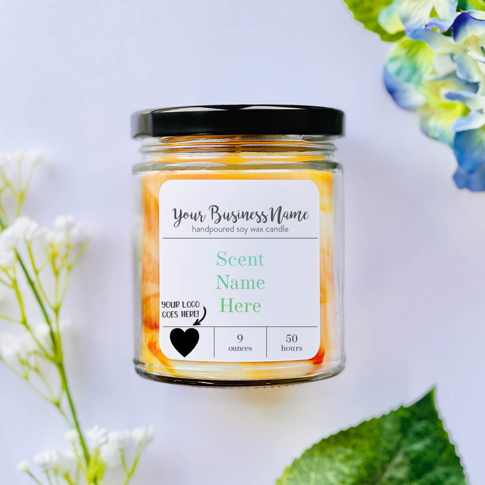 Coyer Candle Co. - Vente Bougie en bocal - Bougies de 9 oz - Nom de votre entreprise + petit logo et signature12