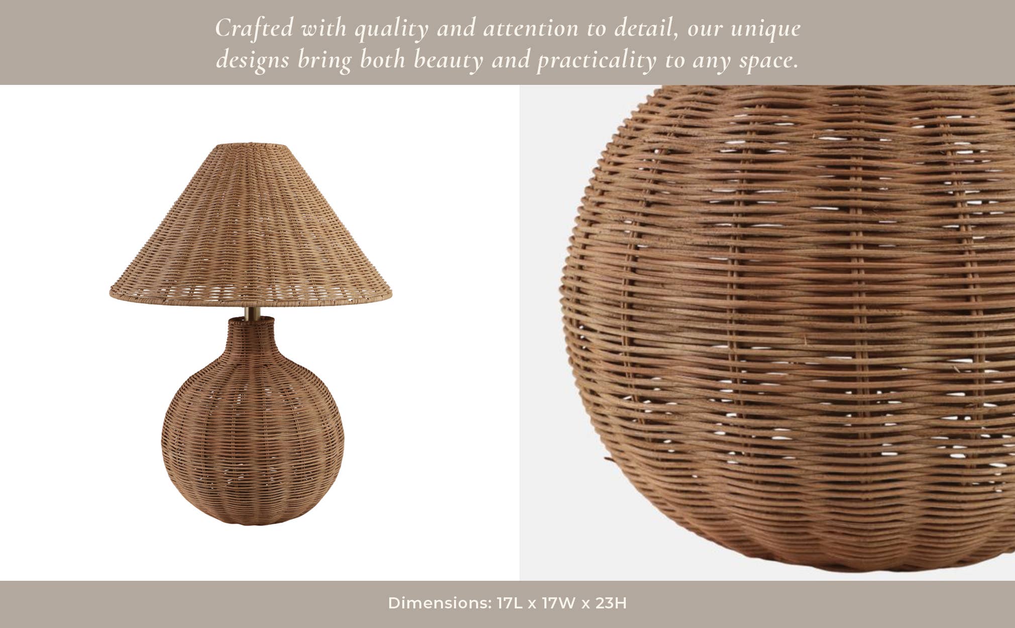 Sagebrook Home - Wholesale Accent/Desk Lamp - Brown 23x20 in. Woven Rattan Bud Casual Table Lamp8