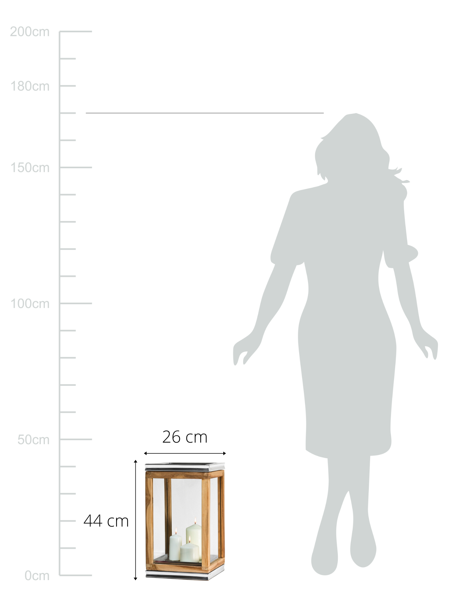 EDZARD - Wholesale Lantern - Lantern Dubai, Teakwood and Stainless Steel, Height 44 cm1