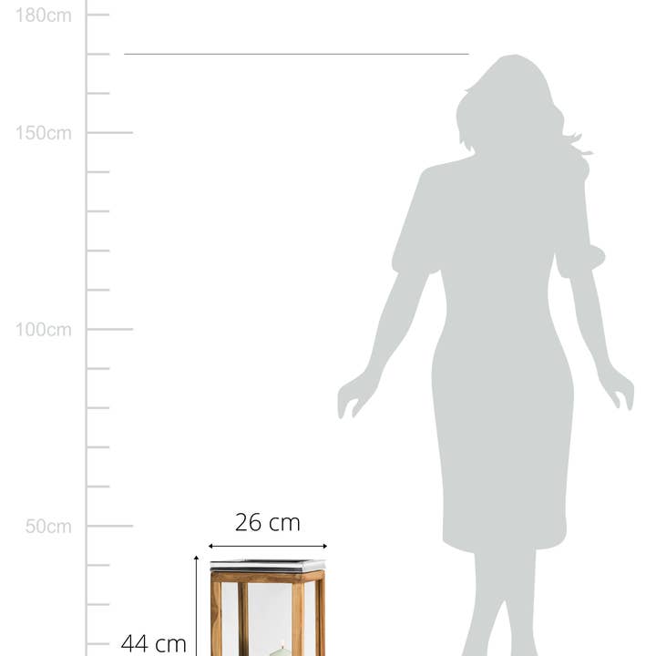 EDZARD - Wholesale Lantern - Lantern Dubai, Teakwood and Stainless Steel, Height 44 cm1