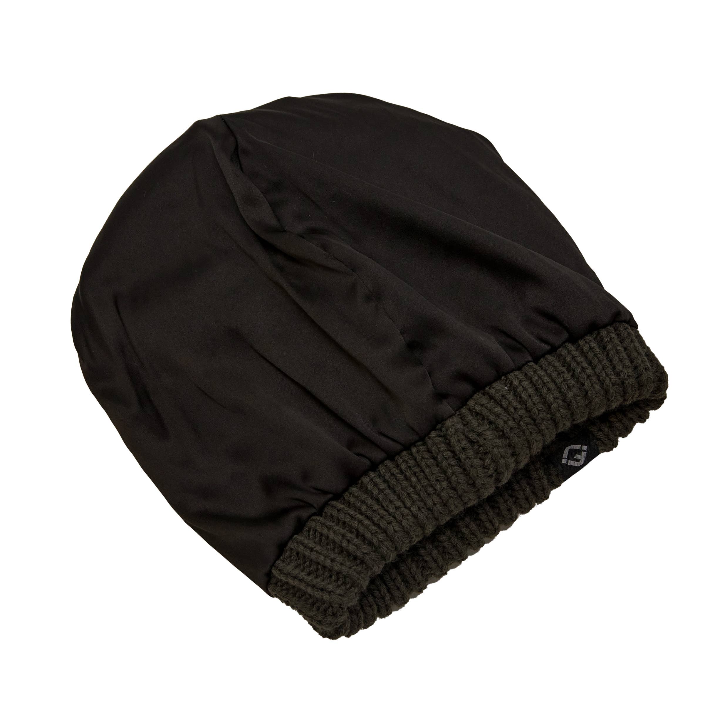 Funky Junque – Gorro - Mulher por atacado – Gorro FJ Cetim Canelado Sólido - Carvão4