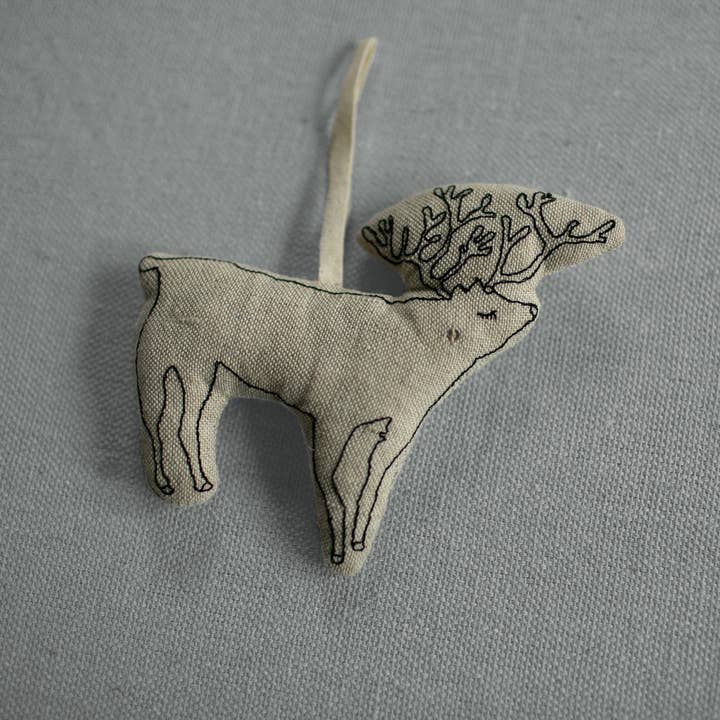 Skippy Cotton - Wholesale Ornament - Woodland Deer, lavender-filled, embroidered Ornament2