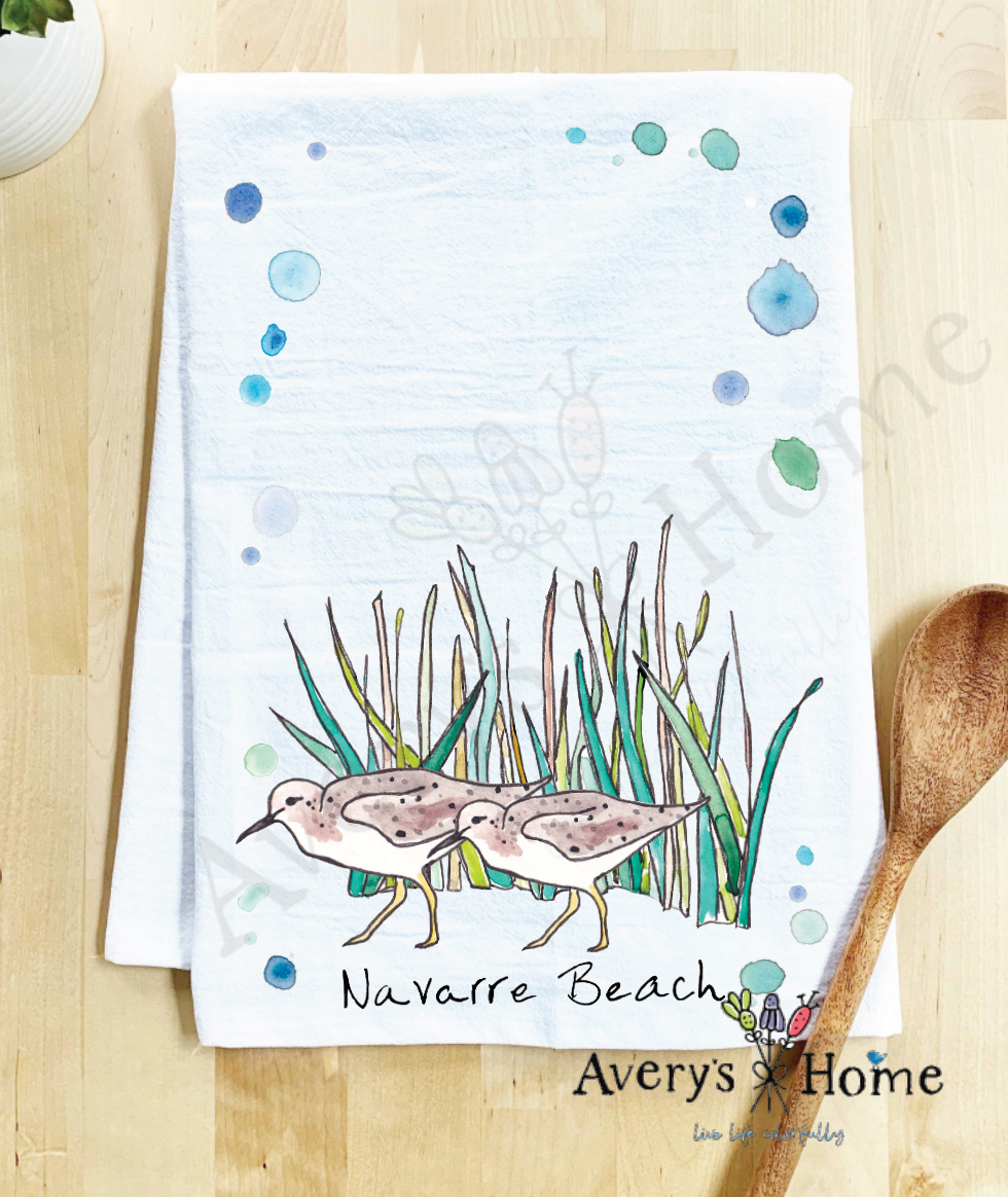 Avery's Home - Wholesale Tea Towel - Sandpipers with Beach Grass Bird Customizable Tea Towel24
