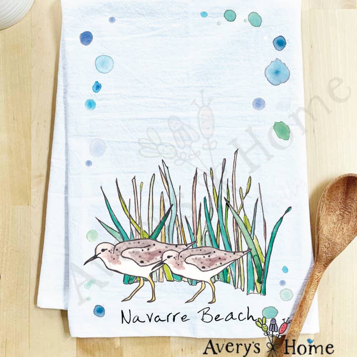Avery's Home - Wholesale Tea Towel - Sandpipers with Beach Grass Bird Customizable Tea Towel24