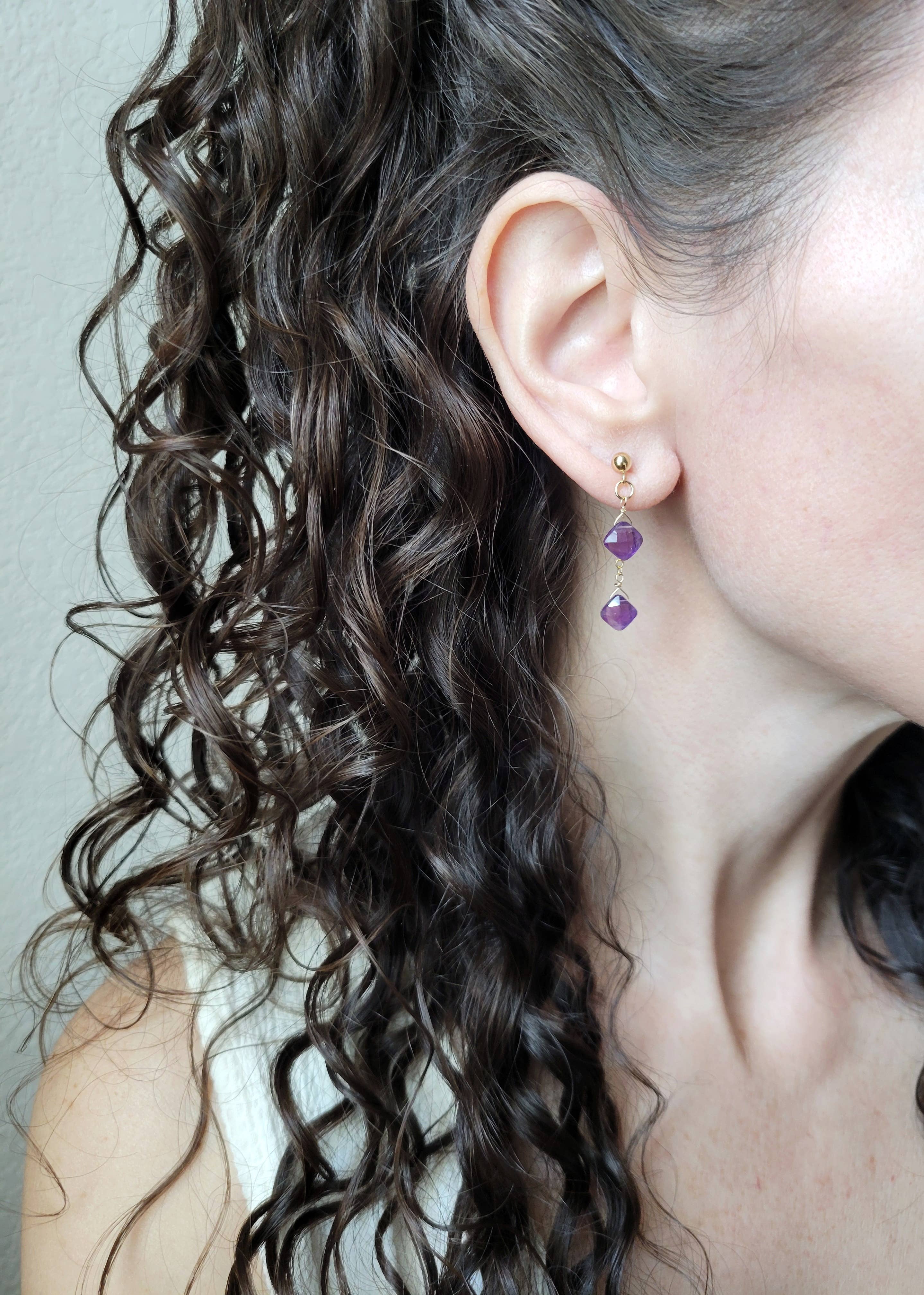 Leo Eleven Jewelry - Wholesale Dangle Earrings - Amethyst Dangle Stud Earrings 4