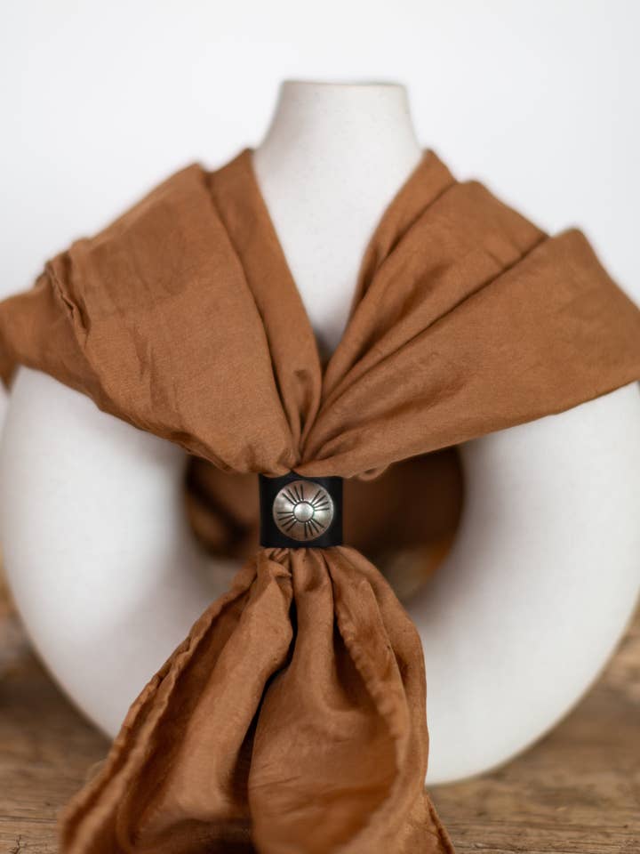 LEATHER SCARF SLIDE for wholesale by Crossbow Leather