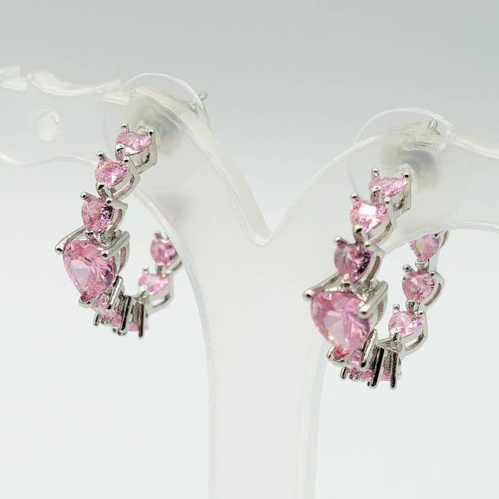 Daemon srls - Venta al por mayor Pendientes de aro - CHERIE - Corazón GRANDE - orecchini a cerchio con cubic zirconia a forma di cuore25