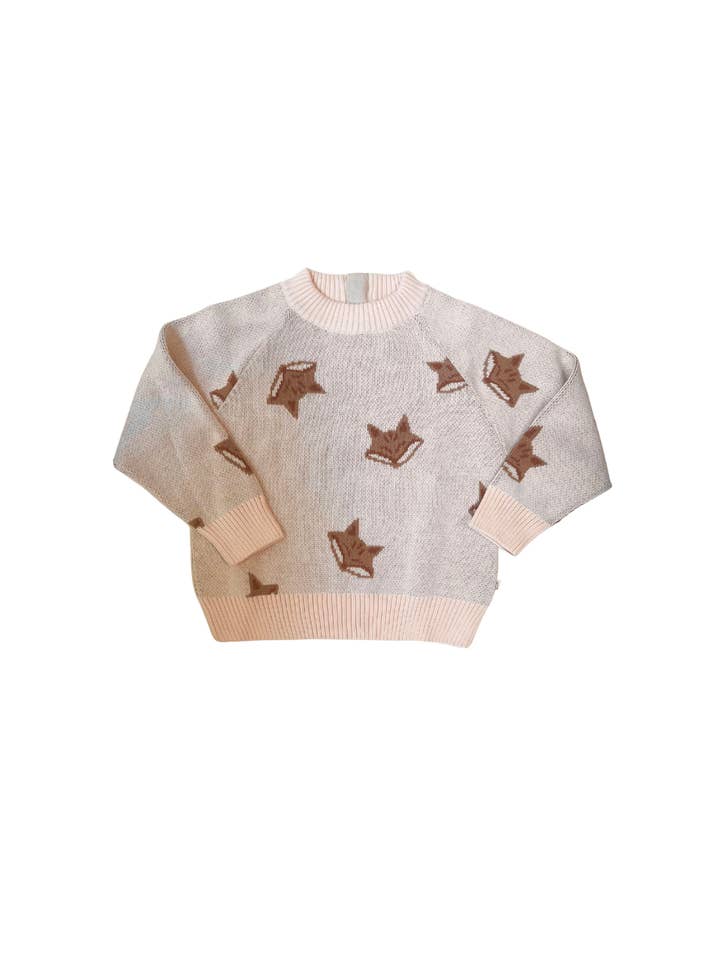 Dear Hayden - Wholesale Knit Sweater - Kids - Organic Fox Knit Sweater in Pale Pink3