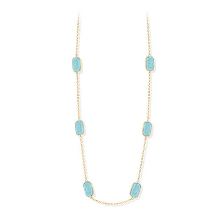 Collana in argento dorato piccolo ciottoli blu acqua per la vendita all'ingrosso da parte di ORUS BIJOUX