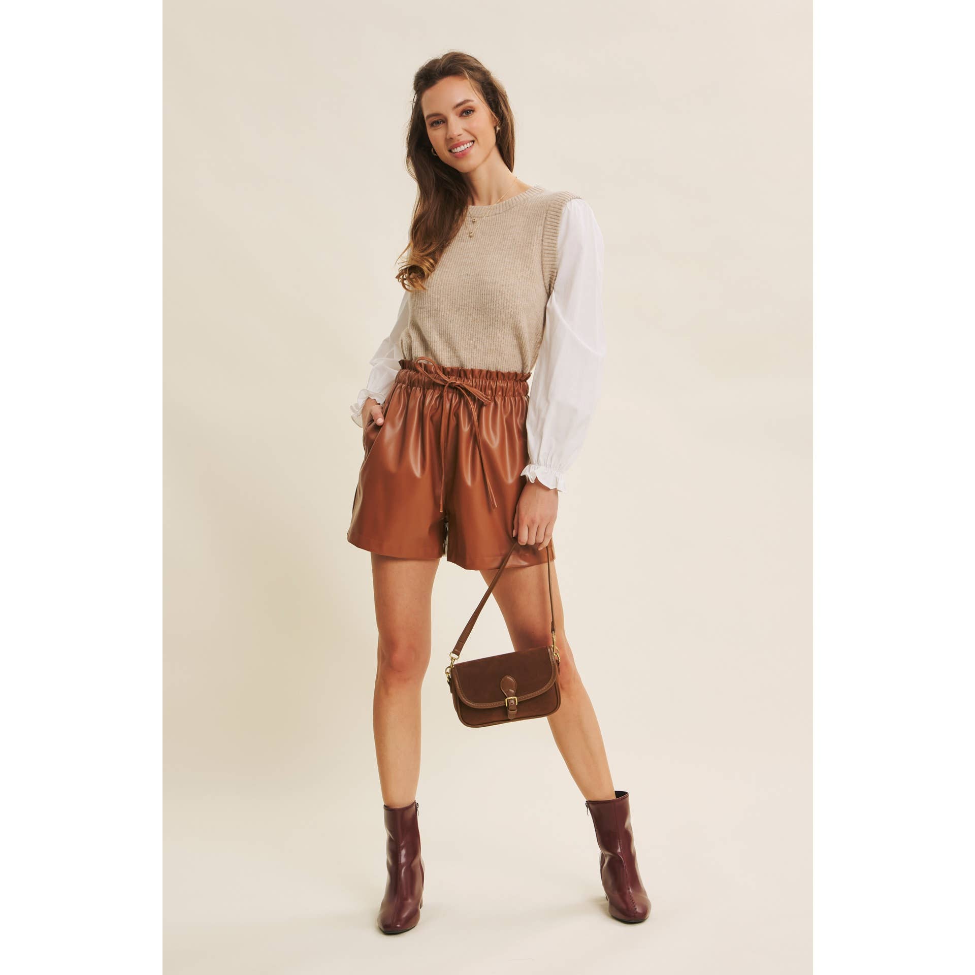 in february - Wholesale Knit Sweater - Women's - SWEATER VEST TOP WITH WOVEN PUFF SLEEVES5